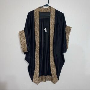 Vintage Silky Nylon Cocoon Topper Top Animal Leopard Print Trim Size L Made USA